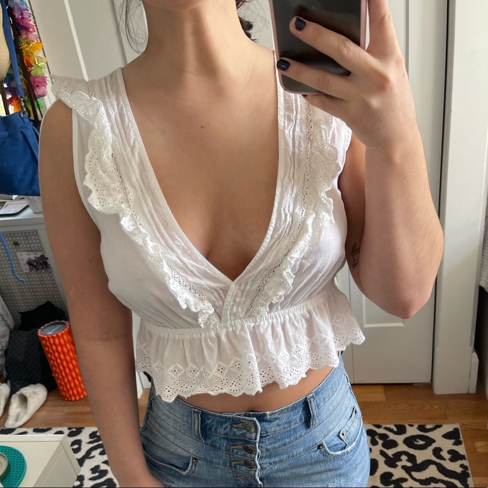 White Eyelet Tank